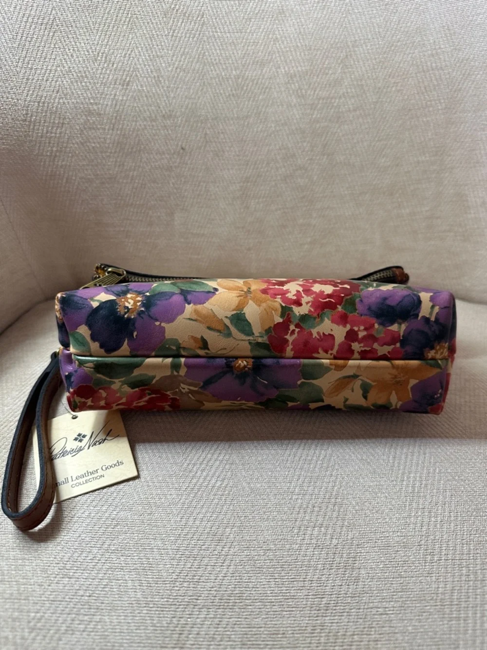Patricia Nash Floral Fold-Over Leather Wristlet Clutch - Multi